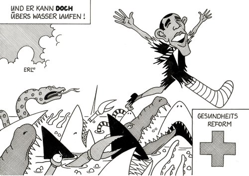 Cartoon: US-Gesundheitsreform (medium) by Erl tagged usa,gesundheitsreform,barack obama,gesundheit,wasser,barack,obama