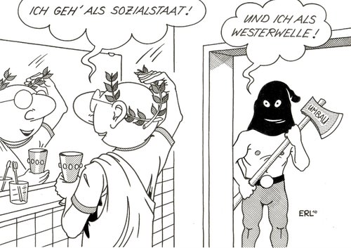 Cartoon: Vor dem Ball (medium) by Erl tagged karneval,fdp,guido westerwelle,sozialstaat,hartz,kritik,rüpel,guido,westerwelle