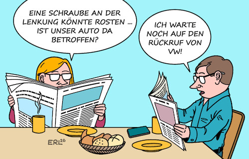Cartoon: VW (medium) by Erl tagged politik,auto,autobauer,volkswagen,vw,rückruf,schraube,rost,lenkung,karikatur,erl,politik,auto,autobauer,volkswagen,vw,rückruf,schraube,rost,lenkung,karikatur,erl