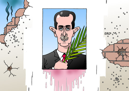 Cartoon: Wahl in Syrien (medium) by Erl tagged syrien,bürgerkrieg,diktator,assad,präsident,wahl,demokratie,scheindemokratie,blut,übertüncht,farbe,weiß,haus,zerstörung,einschuss,syrien,bürgerkrieg,diktator,assad,präsident,wahl,demokratie,scheindemokratie,blut,übertüncht,farbe,weiß,haus,zerstörung,einschuss