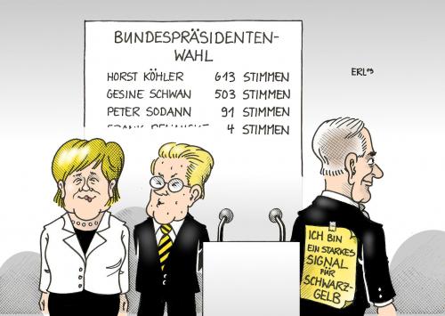 Cartoon: Werbefläche (medium) by Erl tagged bundespräsident,wahl,köhler,schwan,sodann,merkel,westerwelle,schwarz,gelb,signal,cartoon,cartoons,bundespräsident,wahl,wahlen,deutschland,präsident,gesine schwan,horst köhler,peter sodann,guido westerwelle,gelb,signal,gesine,schwan,horst,köhler,peter,sodann,guido,westerwelle