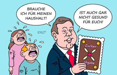 Cartoon: Zuckerabgabe (medium) by Erl tagged politik,gesundheit,ernährung,zucker,diabetes,adipositas,kinder,zuckerabgabe,steuer,sanierung,haushalt,klingbeil,lebkuchen,karikatur,erl,politik,gesundheit,ernährung,zucker,diabetes,adipositas,kinder,zuckerabgabe,steuer,sanierung,haushalt,klingbeil,lebkuchen,karikatur,erl