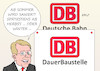 Cartoon: Deutsche Bahn (small) by Erl tagged politik,verkehr,deutsche,bahn,verspätungen,investitionen,sommer,baustellen,sanierung,vorstand,ronald,pofalla,karikatur,erl