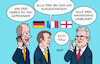 Cartoon: Ehrliche Analyse (small) by Erl tagged politik,sport,deutschland,frankreich,england,ausscheiden,fußball,wm,2026,merz,macron,starmer,umfragetief,karikatur,erl