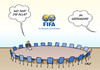 Cartoon: FIFA (small) by Erl tagged fifa,fußball,verband,fußballverband,welt,korruption,schmiergeld,verhaftung,gefängnis,treffen,konferenz,allein,sport,karikatur,erl