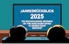 Cartoon: Jahresrückblick (small) by Erl tagged politik,2025,2026,jahreswechsel,jahres,rückblick,fernsehen,jugendschutz,krieg,terror,gewalt,karikatur,erl
