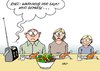 Cartoon: Krisengewinner (small) by Erl tagged ehec bakterium keim darm krankheit gurke gemüse salat verzehr warnung kind freude essen