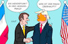 Cartoon: Macron bei Trump (small) by Erl tagged politik,krieg,russland,ukraine,usa,trump,seite,putin,macron,besuch,einfluss,eu,verhandlungen,karikatur,erl