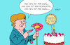 Cartoon: Merkel (small) by Erl tagged politik,angela,merkel,geburtstag,70,bundeskanzlerin,altbundeskanzlerin,cdu,verhältnis,partei,distanziert,gleichgültig,liebestest,blume,torte,geburtstagstorte,karikatur,erl