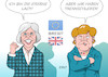 Cartoon: Merkel Brexit (small) by Erl tagged brexit,großbritannien,gb,uk,austritt,eu,verhandlungen,hart,weich,premierministerin,theresa,may,eiserne,lady,bundeskanzlerin,angela,merkel,trennschleifer,winkelschleifer,flex,härter,regierungserklärung,karikatur,erl