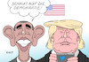 Cartoon: Obama Trump (small) by Erl tagged usa,präsident,barack,obama,abschied,rede,abschiedsrede,demokratie,social,media,nachfolger,donald,trump,twitter,smartphone,ablenkung,eignung,amt,zweifel,karikatur,erl