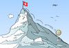 Cartoon: Schweiz (small) by Erl tagged schweiz,schweizer,notenbank,aufgabe,franken,mindestkurs,euro,fall,abwertung,talfahrt,matterhorn,karikatur,erl