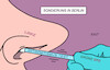 Cartoon: Sondierung (small) by Erl tagged politik,wahl,berlin,wahlsiegerin,linke,vorwürfe,antisemitismus,sondierungsgespräche,grüne,spd,corona,test,wattestäbchen,nase,karikatur,erl
