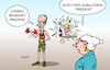 Cartoon: Strongman Merz (small) by Erl tagged politik,bundeskanzler,merz,regierungserklärung,stärke,frieden,koalition,cdu,csu,spd,streit,michel,karikatur,erl