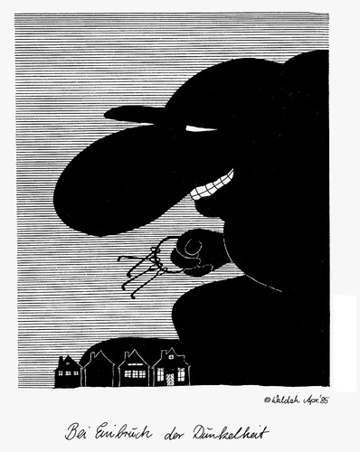Cartoon: Bei Einbruch der Dunkelheit (medium) by waldah tagged wortspiel,nacht,verbrechen