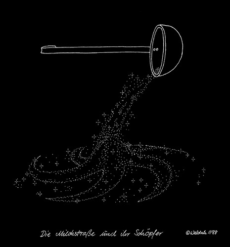Cartoon: Die Milchstraße und Ihr Schöpf (medium) by waldah tagged wortspiel,astronomie