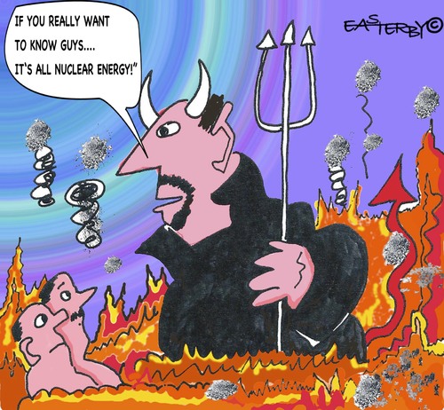 Cartoon: ATOMIC DEVIL (medium) by EASTERBY tagged devil,hell,atom,energy