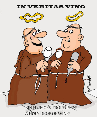Cartoon: In veritas vino (medium) by EASTERBY tagged monks,wine