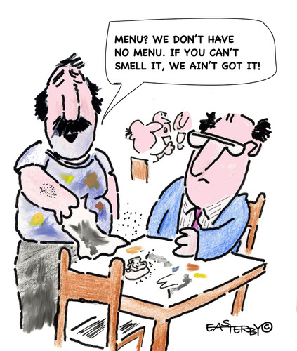 Cartoon: MENU??!! (medium) by EASTERBY tagged restaraunts,eatingout
