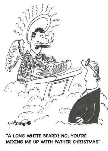 Cartoon: Mistaken identity (medium) by EASTERBY tagged god,heaven,father,christmas