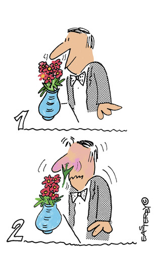 Cartoon: Snifffffff!!! (medium) by EASTERBY tagged flowers,sniffing