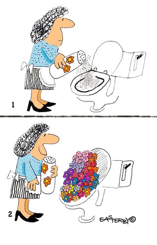 Cartoon: Toilet Flowers (medium) by EASTERBY tagged toilets,clening,powder