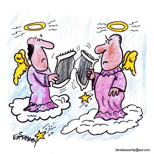 Cartoon: Trouble above (medium) by EASTERBY tagged angels,harps