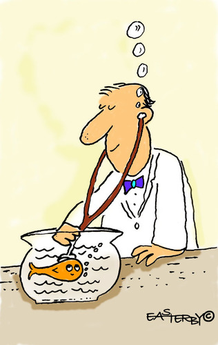 Cartoon: Vet and Fish (medium) by EASTERBY tagged goldfish,veterinary,surgeon