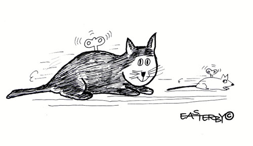 Cartoon: Wind up Cat and Mouse (medium) by EASTERBY tagged toys,clockwork