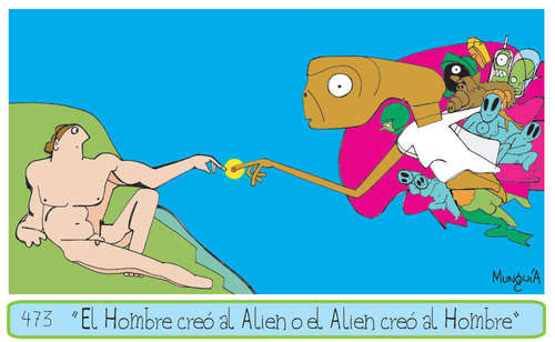 Cartoon: Aliens (medium) by Munguia tagged aliens,et,alf,mavin,adam,creation,miguel,angel,michael,angelo,sixtina,chapel,munguia