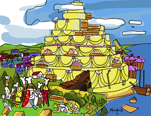 Cartoon: Babel Cake (medium) by Munguia tagged babel,tower,pieter,brueghel,cake,baker