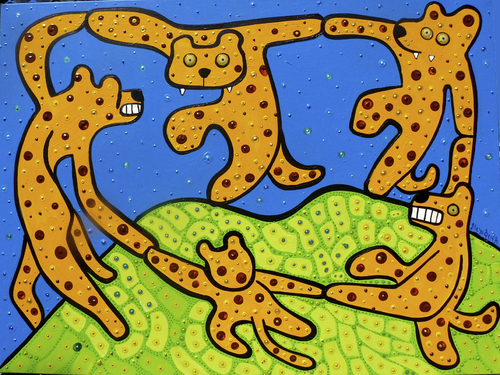 Cartoon: Jaguar Dance (medium) by Munguia tagged matisse,dance,dancing,joy,colour,jaguar,cats,munguia,famous,paintings,parodies,calcamunguias,pintura,paint