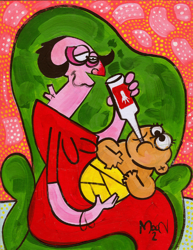 Cartoon: la ninebria y el bebeguaro (medium) by Munguia tagged drunk,alcohol,baby,sitter