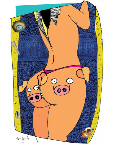 Cartoon: Los chanchos (medium) by Munguia tagged chanchos,pigs,piggies,back,rump,nalgas,mujer,woman,sexy