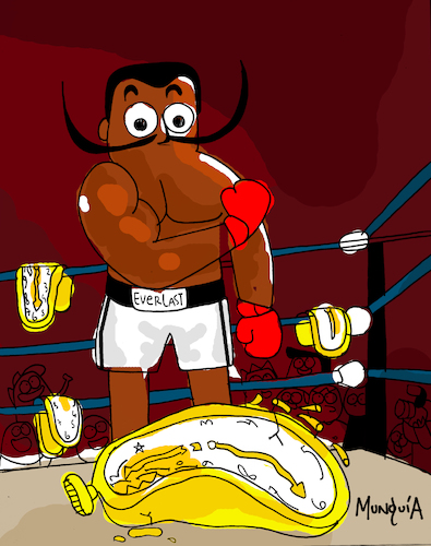 Cartoon: Mohame Dali (medium) by Munguia tagged salvador,dali,mohamed,ali,cassius,clay,smash,up,box,painter