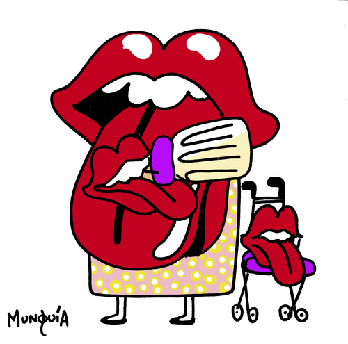 Cartoon: Mother Tongue (medium) by Munguia tagged rolling,stone,sticky,finger,back,cover,famous,logo,album,parodies