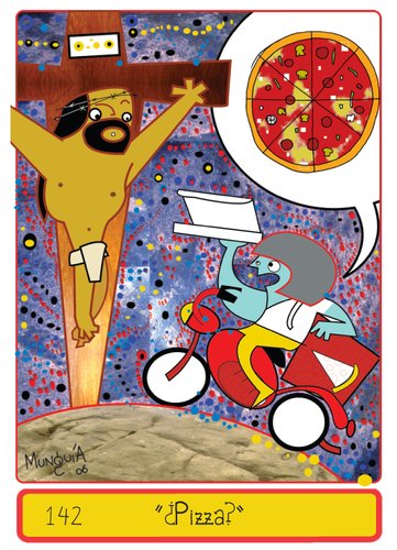 Cartoon: Pizza? (medium) by Munguia tagged calcamunguia,munguia,pizza,cruz,croix,cristo,christ,jesus,pizzapitch