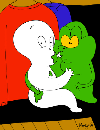 Cartoon: PolterGays (medium) by Munguia tagged poltergeist,gays,casper,slimer,ghostbusters,ghost,tv,closet