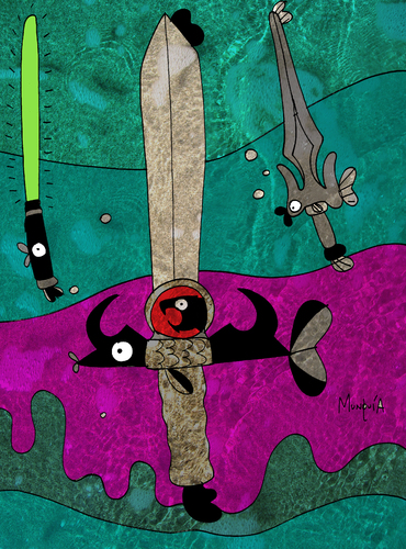 Cartoon: swordfish (medium) by Munguia tagged sword,fish,swordfish,thundercats,heman,master,of,the,univers,jedi,starwars,star,wars,espadas
