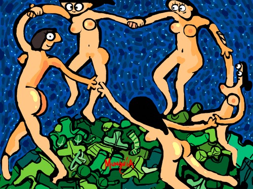Cartoon: Take your clothes off (medium) by Munguia tagged the,dance,henri,matisse,nude,naked,famous,paintings,parodies
