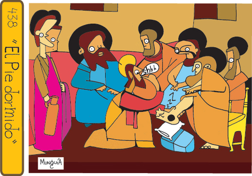 Cartoon: The slepping foot (medium) by Munguia tagged giotto,lavado,de,pies,foot,wash,jesus,munguia