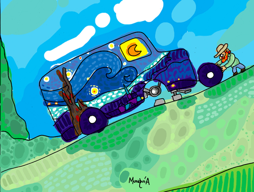 Cartoon: the VAN Gogh 2 (medium) by Munguia tagged van,gogh,vincent,vanet,car,self,portrait,munguia,automovil