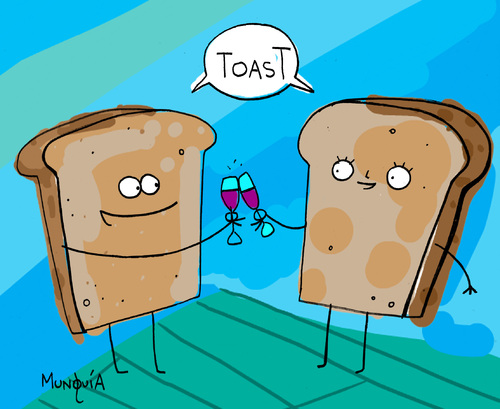 Cartoon: Toast (medium) by Munguia tagged toasts,toast,brindis,wine,bread,munguia