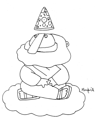 Cartoon: OMG (medium) by Munguia tagged pizzapitch,god,pizza,slice,heaven,omg