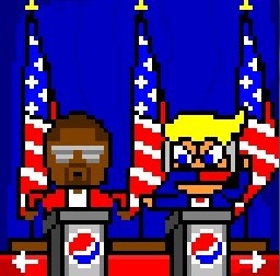 Cartoon: Voodoo Trump Video Game (medium) by Munguia tagged donald,trump,voodoo,hate,portrait,video,game,pixel