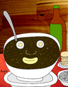 Cartoon: black soup (small) by Munguia tagged egg,eastern,aguevado,soup,beans,black