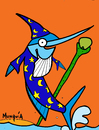 Cartoon: Merlin (small) by Munguia tagged merlin,marlin,fish,pacific,fishing,sea,ocean,magic,wizard