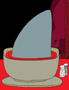 Cartoon: shark soup (small) by Munguia tagged shark,soup,caveman,cavemen,waitress,movie,restaurant,death,deadjaws,primitive,stone,age
