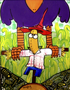 Cartoon: the crow scare scare crow (small) by Munguia tagged colibri phone card tarjeta telefonica pre pago munguia calcamunguias scarecrow crow espantapajaros maiz corn