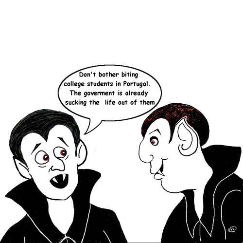 Cartoon: Hungry Vampires in Portugal (medium) by mdouble tagged portugal,college,students,vampires,tuition,university